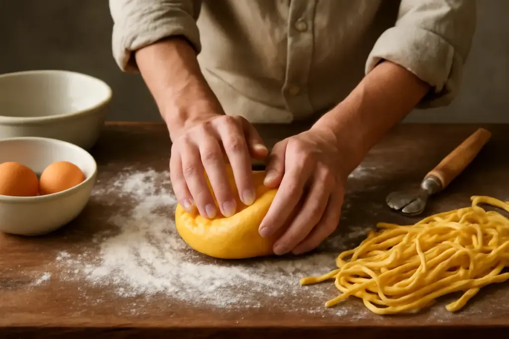 Ricetta per la pasta fresca all’uovo: la procedura artigianale che garantisce elasticità e sapore