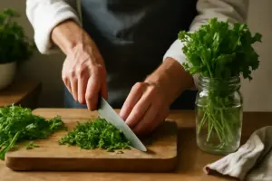 Tagliare erbe aromatiche senza sprechi: il metodo dei cuochi per mantenerle fresche a lungo