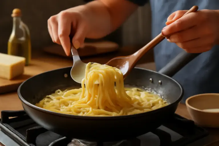 Tecnica per mantecare la pasta direttamente in padella: perché migliora davvero la cremosità del piatto